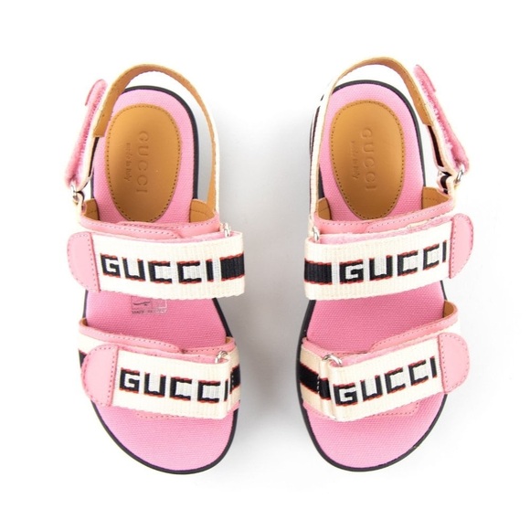 Gucci Kids Logo Stripe Chunky Sandal - PINK - IT 20 (US Infant 4) - NWT - Picture 2 of 5